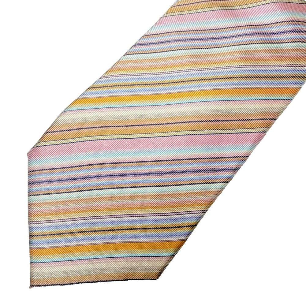 Tailor Byrd Striped 100% Silk Tie Pink Blue Yellow White Italy